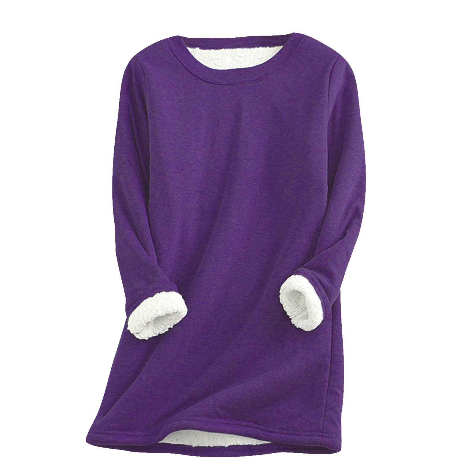 thumbnail image 2 of Sudadera informal de felpa gruesa para mujer, cálida, de terciopelo, con cuello redondo, para el invierno, prenda interior., 2 of 8